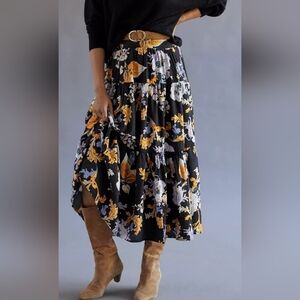 Anthroplogie Maeve Tiered Floral Maxi Skirt XL